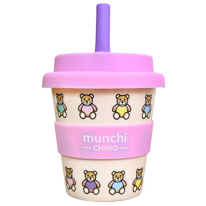 Babychino 'Beary Cute Pink' Cup (120ml/4oz) - Straw Included