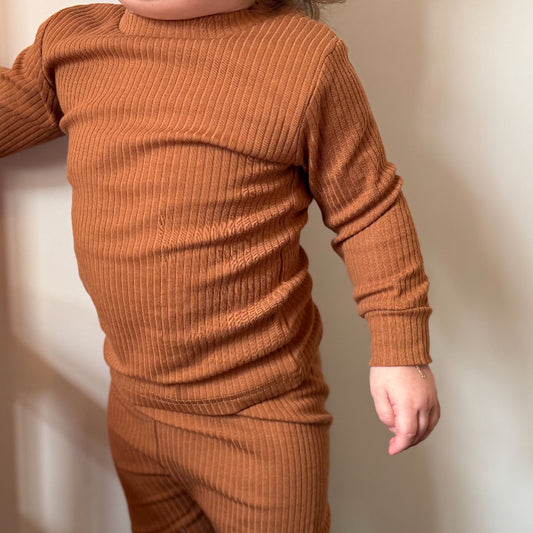 Kids Basic Long Sleeve Shirt - Chocolate