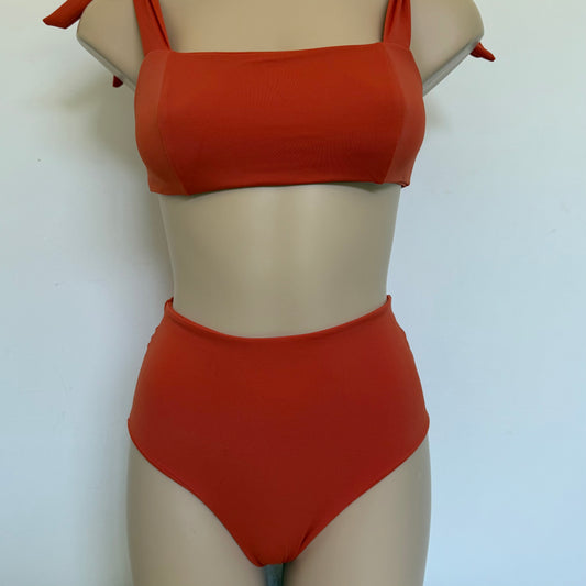 Bikini Bottoms Full Coverage High Waisted - Orange