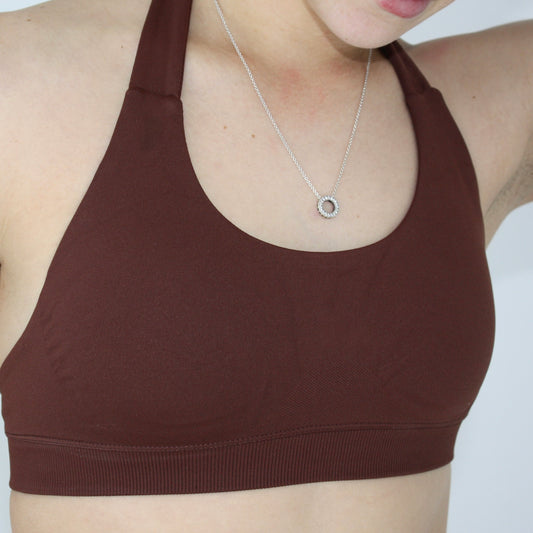 Impact Halter Crop - Chocolate Brown