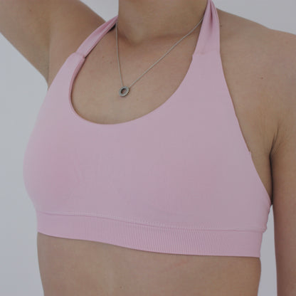 Impact Halter Crop - Marshmallow Pink