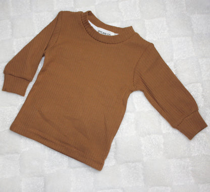 Kids Basic Long Sleeve Shirt - Chocolate