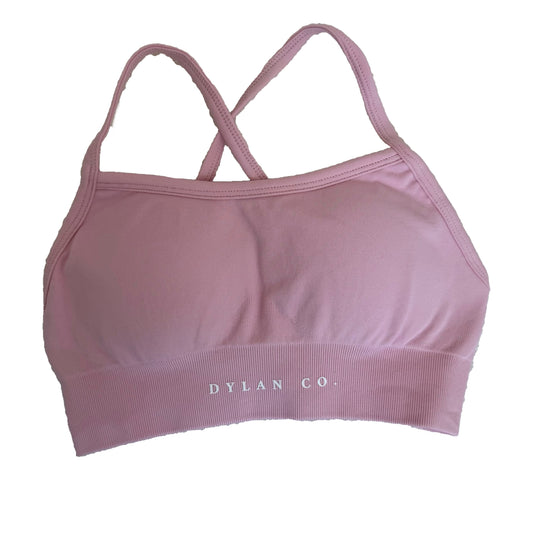 IMPACT CROSS BACK CROP - MARSHMALLOW PINK (NEW LOGO)