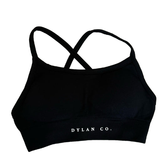 IMPACT CROSS BACK CROP - BLACK (NEW LOGO)
