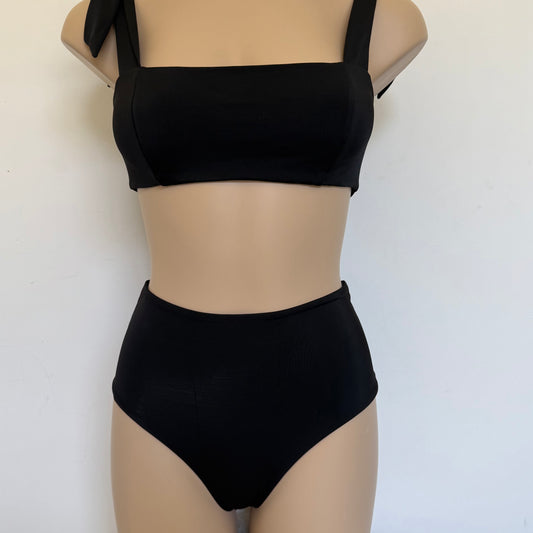 Bikini Bottoms Full Coverage High Waisted - Black