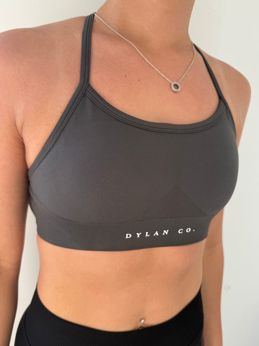 Impact Cross Back Crop - Dark Gray
