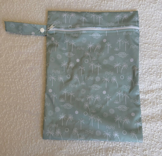 Wet Bag Single Zip - Green Palm