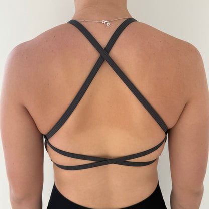 Impact Cross Back Crop - Dark Gray